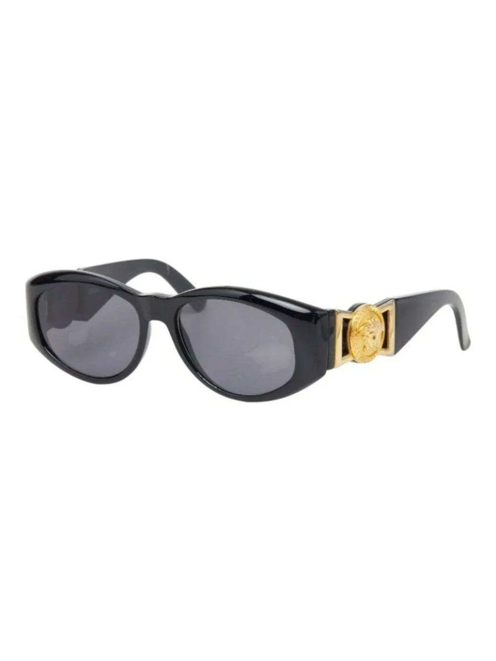 Versace Side Medusa Sunglasses Black Gold Acetate Eyewear